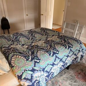 Pottery Barn Teen Blue and Green Floral Duvet Cover